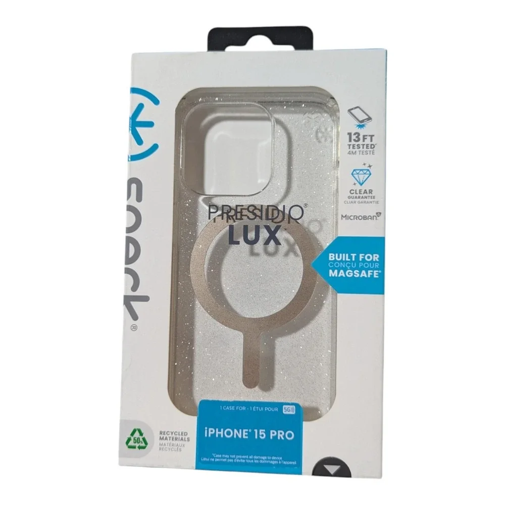 O1. Speck Presidio Lux Magsafe Case for Apple‎ iPhone 15 Pro - Glitter Cover